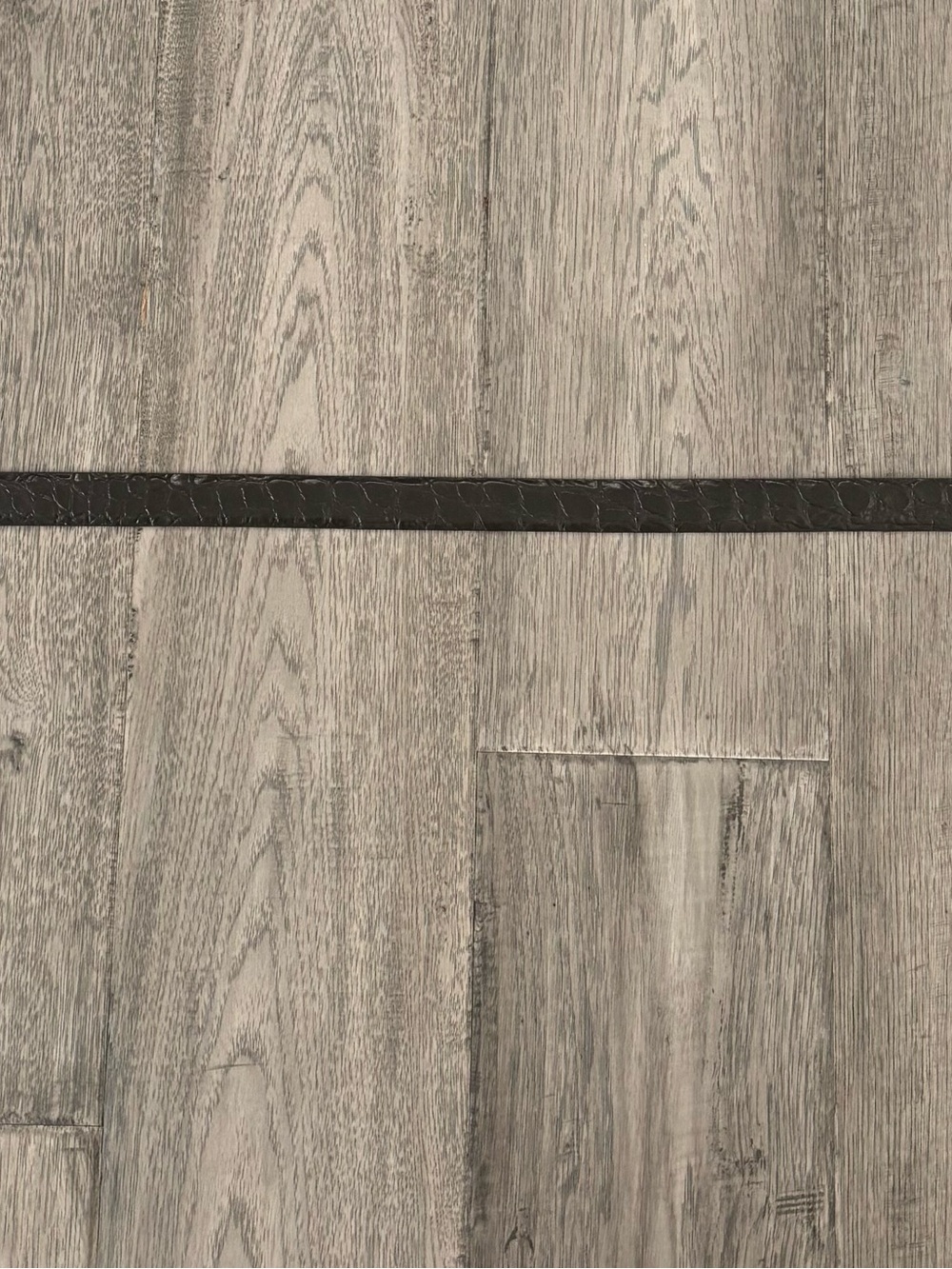Black Croc-Textured Skinny Belt